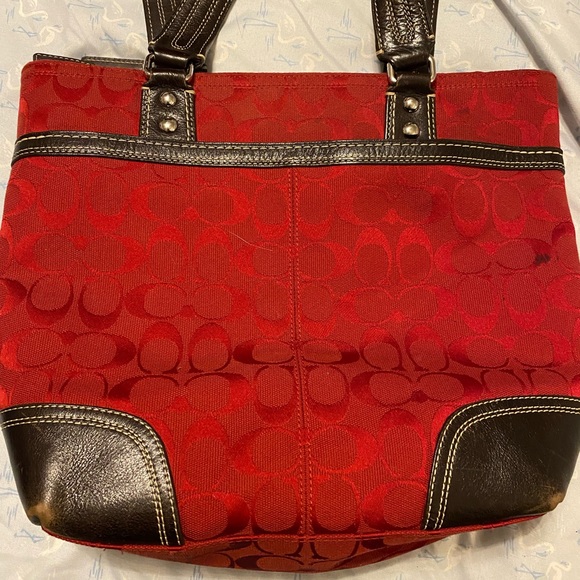 Coach Red Canvas Purse - Picture 7 of 9